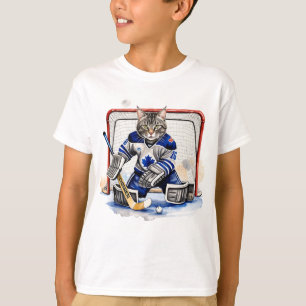Leuke Cool Cat Hockey Goalie Dier Humor T-shirt
