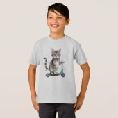 Leuke Cool Cat Kick Scooter Animal Humor T-shirt (Voorkant volledig)