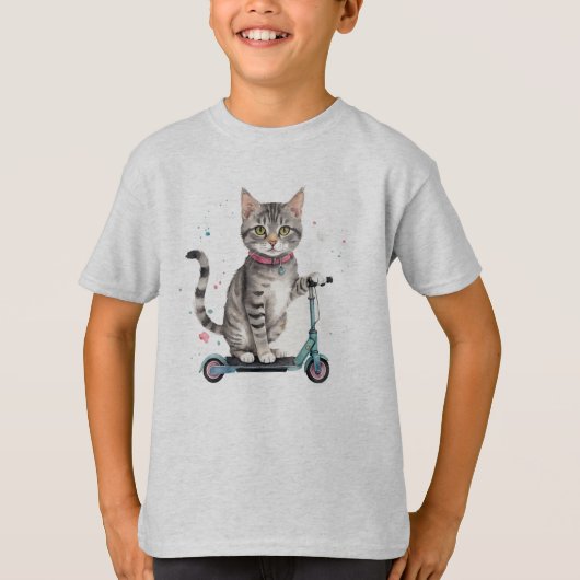 Leuke Cool Cat Kick Scooter Animal Humor T-shirt (Voorkant)