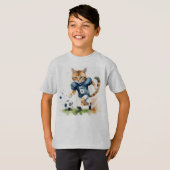 Leuke Cool Cat Spelen Football Rugby T-shirt (Voorkant volledig)