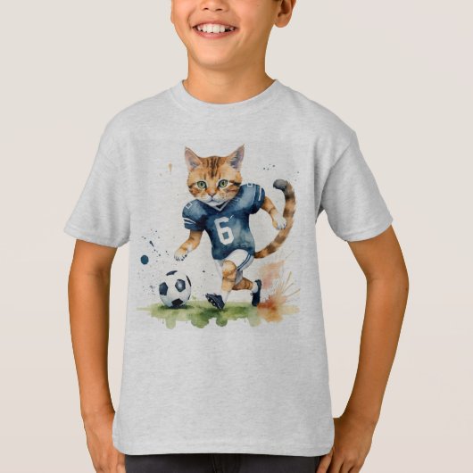 Leuke Cool Cat Spelen Football Rugby T-shirt (Voorkant)
