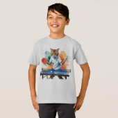 Leuke Cool Cat Spelen Tafeltennis Dier Humor T-shirt (Voorkant volledig)