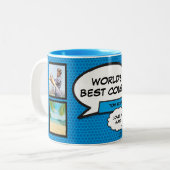 Leuke Cool Cousin Moderne Fotocollage Tweekleurige Koffiemok (Voorkant links)