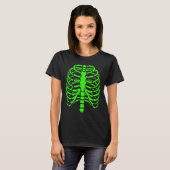 Leuke Cool Green Skeleton Rib Cage Halloween T-shirt (Voorkant volledig)