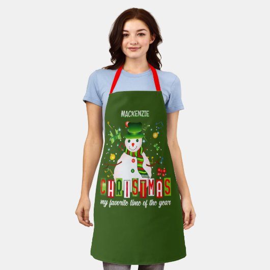 Leuke Cool Sneeuwman Kerstmis Favoriete Tijd van h Schort (Gedragen)