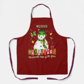 Leuke Cool Snowman kerst op DEEP RED Schort (Voorkant)
