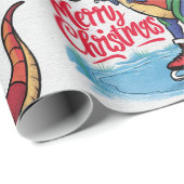 Leuke Cool T-rex Dinosaurus Schaatsen Kerst Abstra Cadeaupapier (Rol Hoek)