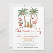 Leuke Cool Tropical Santa Flamingo kerst in juli Kaart (Voorkant)