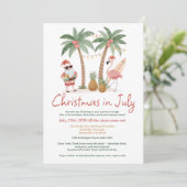 Leuke Cool Tropical Santa Flamingo kerst in juli Kaart (Staand voorkant)