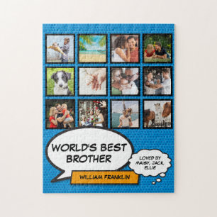 Leuke Coole Broer Fotocollage Blauw Stripboek Legpuzzel