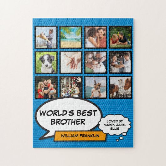 Leuke Coole Broer Fotocollage Blauwe Stripboek Legpuzzel (Verticaal)