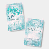 Leuke coole glitter script poolparty VIP Badge (Voor- en achterkant)