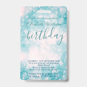 Leuke coole glitter script poolparty VIP Badge (Achterkant)