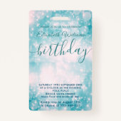 Leuke coole glitter script poolparty VIP Badge (Achterkant)