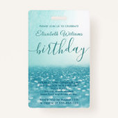 Leuke coole glitter script poolparty VIP Badge (Achterkant)