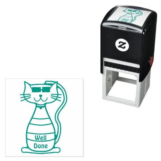 Leuke coole kat Goed Gedaan leraar stempel (In situ)