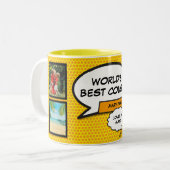 Leuke Coole Neef Stripboek Moderne Fotocollage Tweekleurige Koffiemok (Voorkant links)