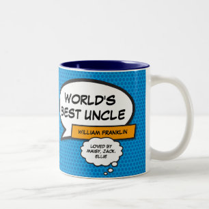 Leuke Coole Oom Moderne Typografische Comic Blauw Tweekleurige Koffiemok