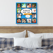 Leuke Coole Papa Foto Collage Blauwe Stripboek Canvas Afdruk (Insitu (Slaapkamer))
