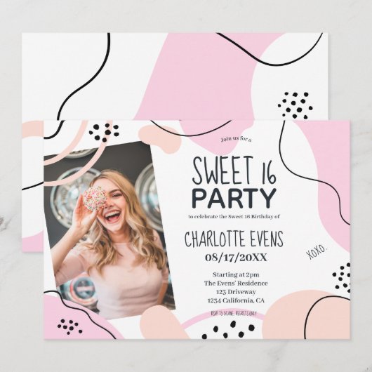 Leuke coole roze blush abstracte vormen foto Sweet Kaart (Voorkant / Achterkant)