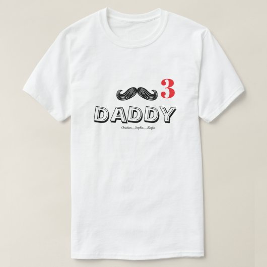 leuke coole snor aangepast papa & namen kinderen t-shirt (Design voorkant)