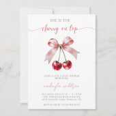 Leuke Coquette Cherry op Top Baby shower roze & ro Kaart (Voorkant)