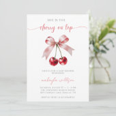 Leuke Coquette Cherry op Top Baby shower roze & ro Kaart (Staand voorkant)