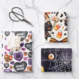 Leuke coquette Halloween boog snoep hart spin web Inpakpapier Vel