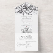 Leuke Corgi Honden Potlood Tekening Bruiloft All In One Uitnodiging (Binnen)