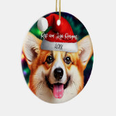 Leuke Corgi met Santa Hat Kerstmis Keramisch Ornament (Rechts)