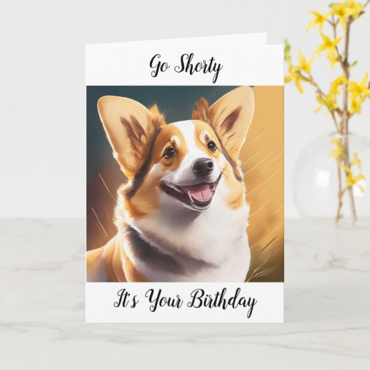 Leuke Corgi Pun Verjaardag Kaart (Gele Bloem)