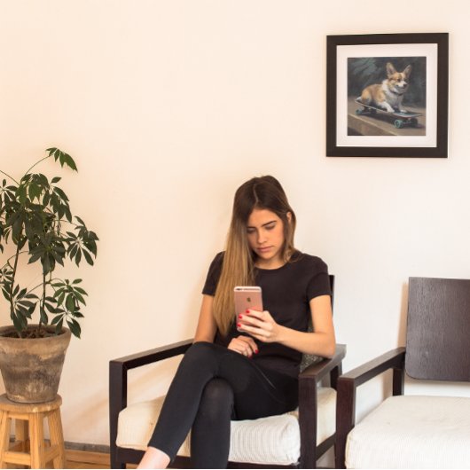 Leuke Corgi Riding Skateboard Poster