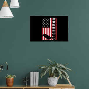 Leuke Cornhole Kunst Amerikaanse Vlag Corn Hole Sp Poster