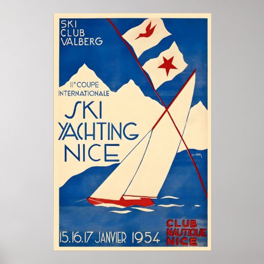 Leuke Côte d'Azur Ski Yachting Zeilboot Zee Poster (Voorkant)