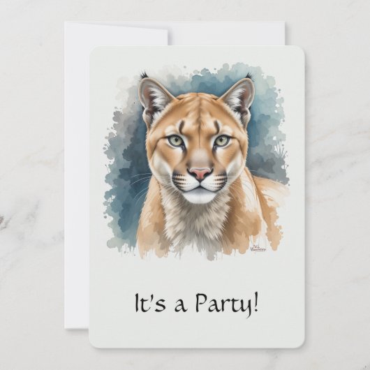 Leuke "Cougar" over de heuvel Verjaardag Uitnodige Kaart (Voorkant)