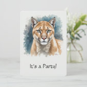 Leuke "Cougar" Over de Heuvel Verjaardagsuitnodigi Kaart (Staand voorkant)