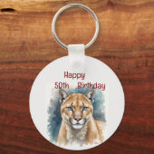 Leuke Cougar Over The Hill Custom Age Verjaardag Sleutelhanger (Voorkant)