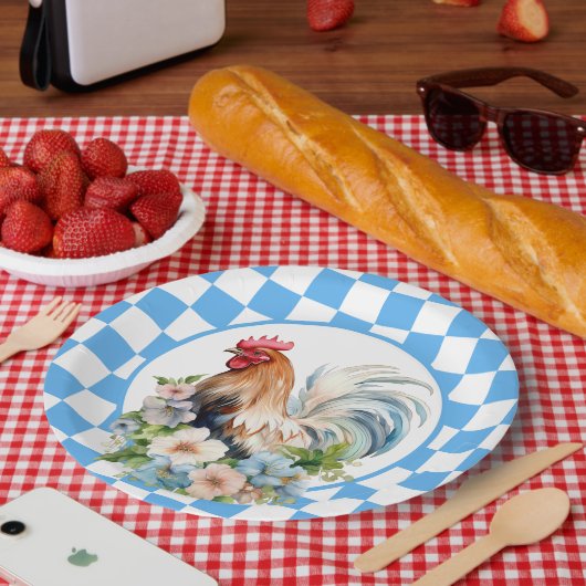 Leuke Country Rooster liefhebbers Papieren Bordje (Picknick)