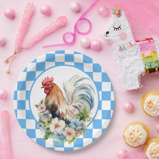 Leuke Country Rooster liefhebbers Papieren Bordje (Feest)