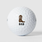 Leuke Cowboy Boot Custom Monogrammed Bruin Golfballen (Voorkant)