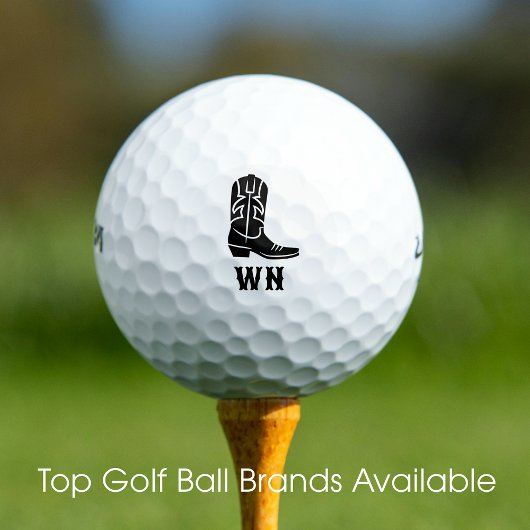 Leuke Cowboy Boot Custom Monogrammed Zwart Golfballen