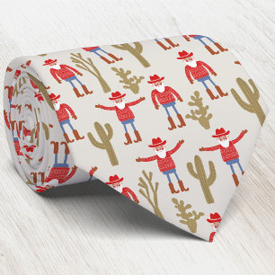 Leuke Cowboy Kerstman Western Kerstmis Stropdas