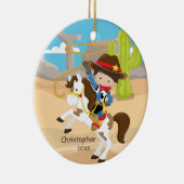 Leuke Cowboy Paardenrug Jongen Kerstmis Ornament (Rechts)