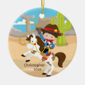Leuke Cowboy Paardenrug Jongen Kerstmis Ornament (Voorkant)