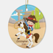 Leuke Cowboy Paardenrug Jongen Kerstmis Ornament (Links)