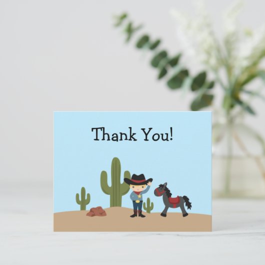 Leuke cowboy western boy bedankt briefkaart (Staand voorkant)