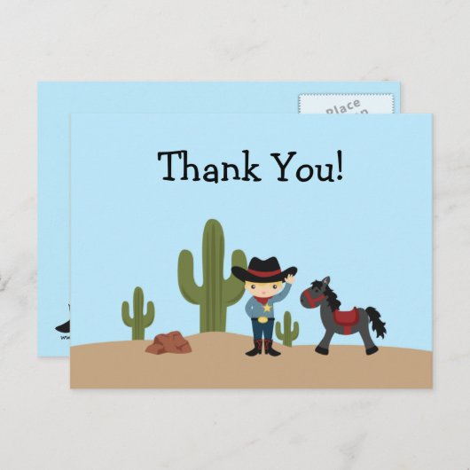 Leuke cowboy western boy bedankt briefkaart (Voorkant / Achterkant)