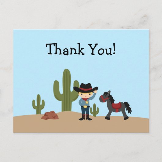 Leuke cowboy western boy bedankt briefkaart (Voorkant)