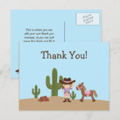 Leuke cowgirl western meisje bedankt briefkaart (Voorkant / Achterkant)