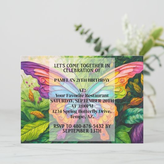 Leuke Creatieve Vlinder Ontwerp Verjaardagsfeestje Kaart (Staand voorkant)